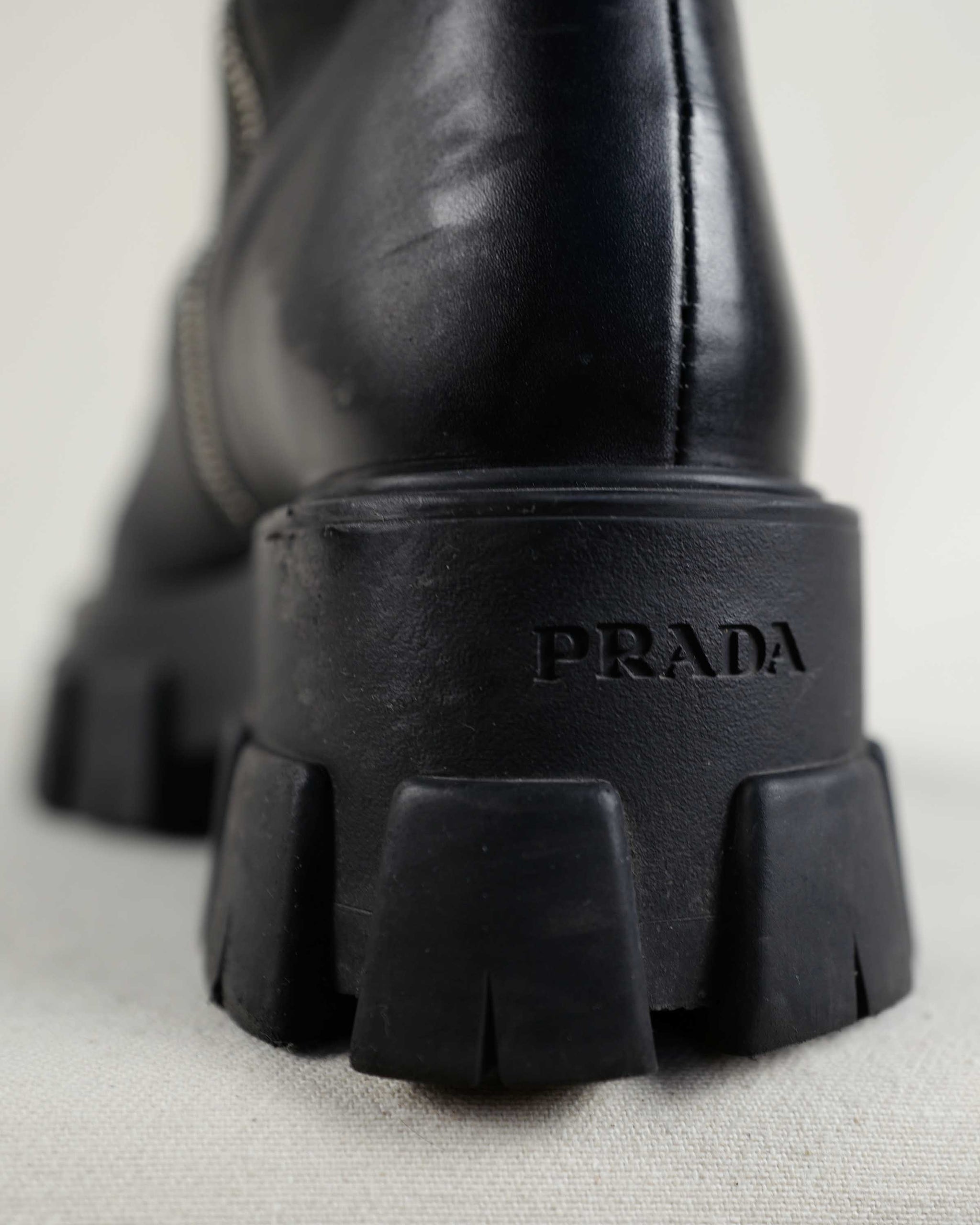Prada Monolith Boots Black Leather Prada Boots PRADA MONOLITH